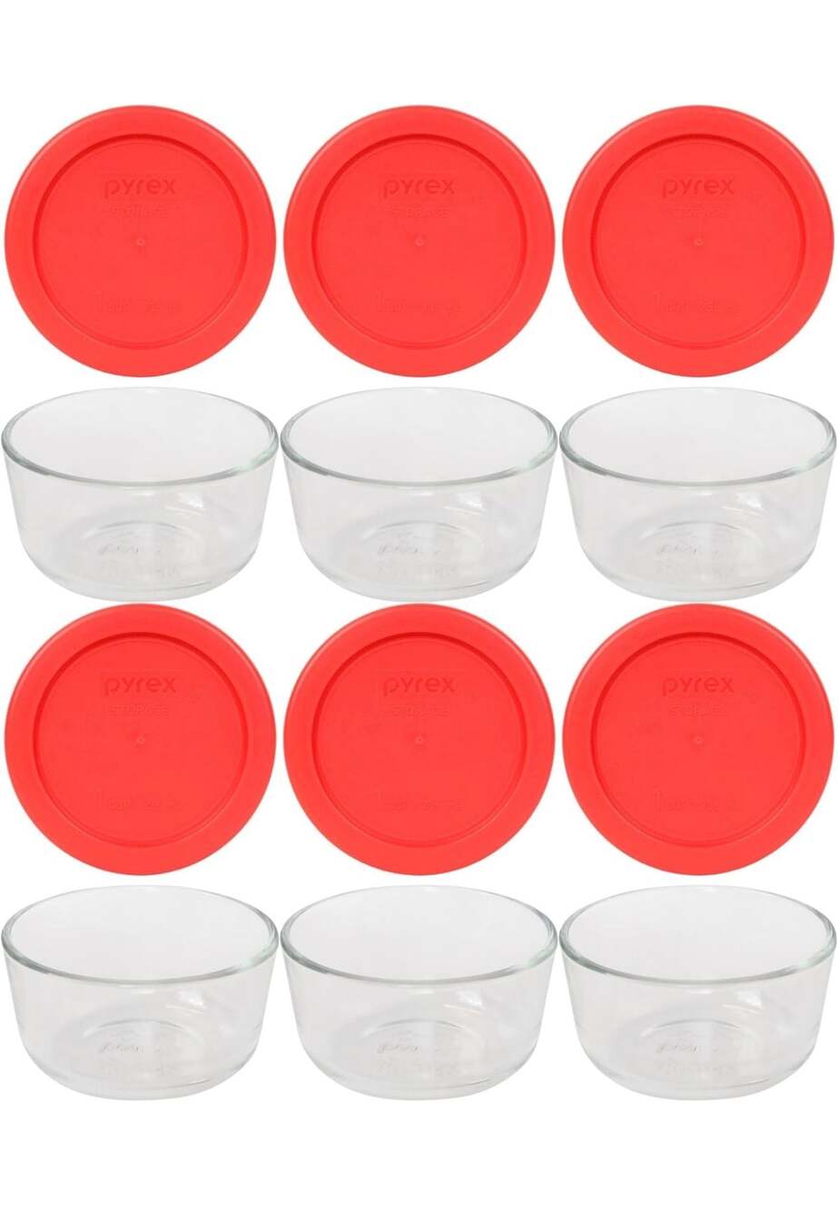 Pyrex 1-Cup Glass Storage Containers 6 with lids.
 Meal Prep!